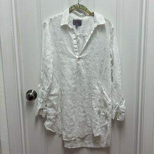 Forcynthia beachwear‎ White Linen Coverup - size Large